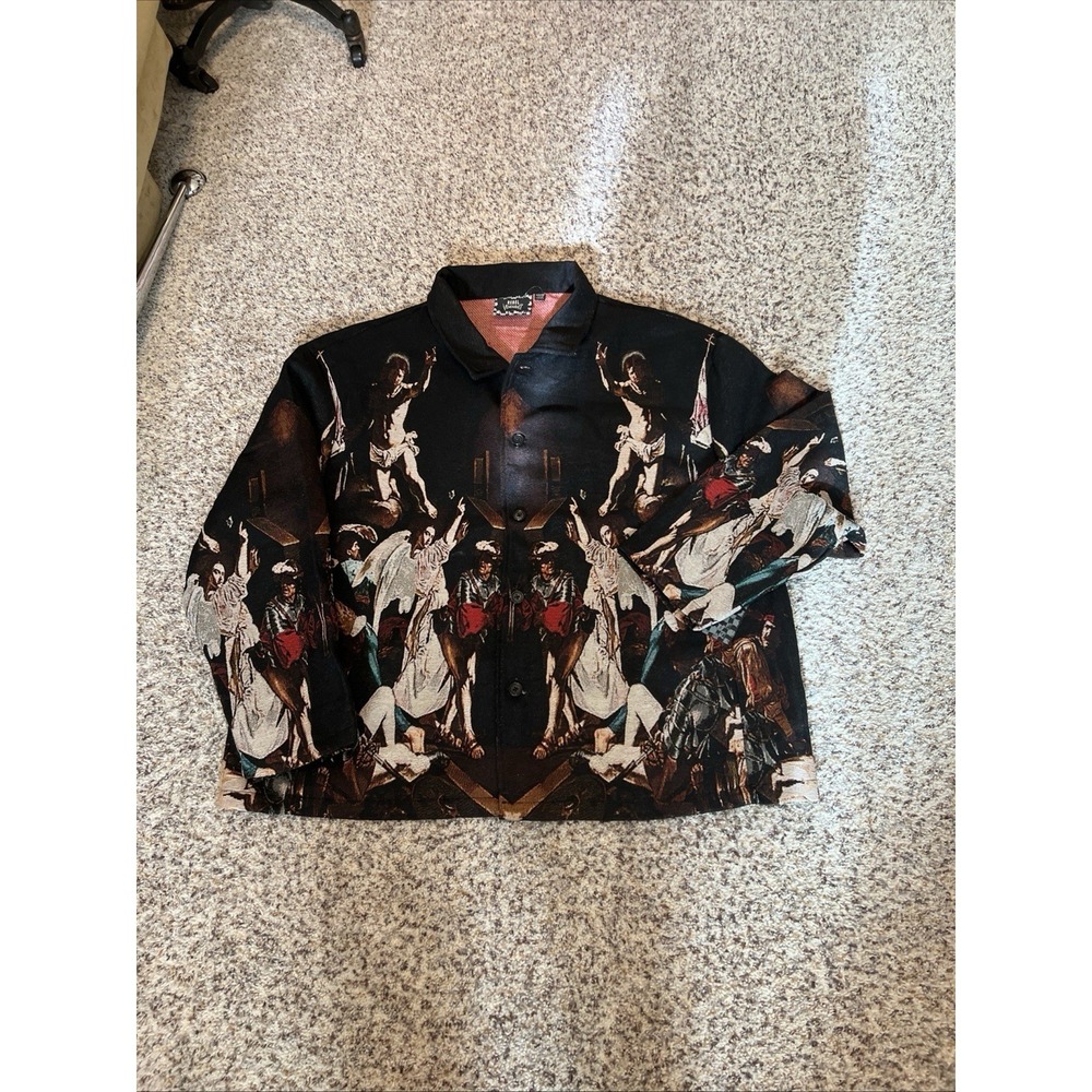 Rebel Vengeance AOP Tapestry Shirt Jacket Jesus Bible Angels Mens 3XL  NEW